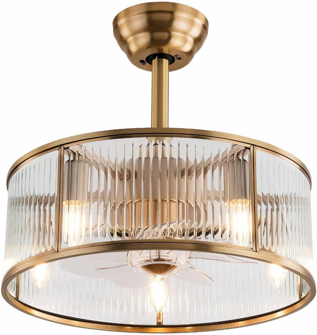 Caged Fandelier Ceiling Fan with Light, 7 Fan Blades 6 Speed Indoor Ceiling Lighting Fixture Farmhouse Rustic Ceiling Fans