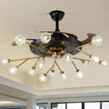 42' Modern Retractable Chandelier Ceiling Fan and Remote, Elegant Black 15-Light Fandelier Ceiling Fan with Reversible Blades 6 Speeds Silent Motor for Living Dinning Room