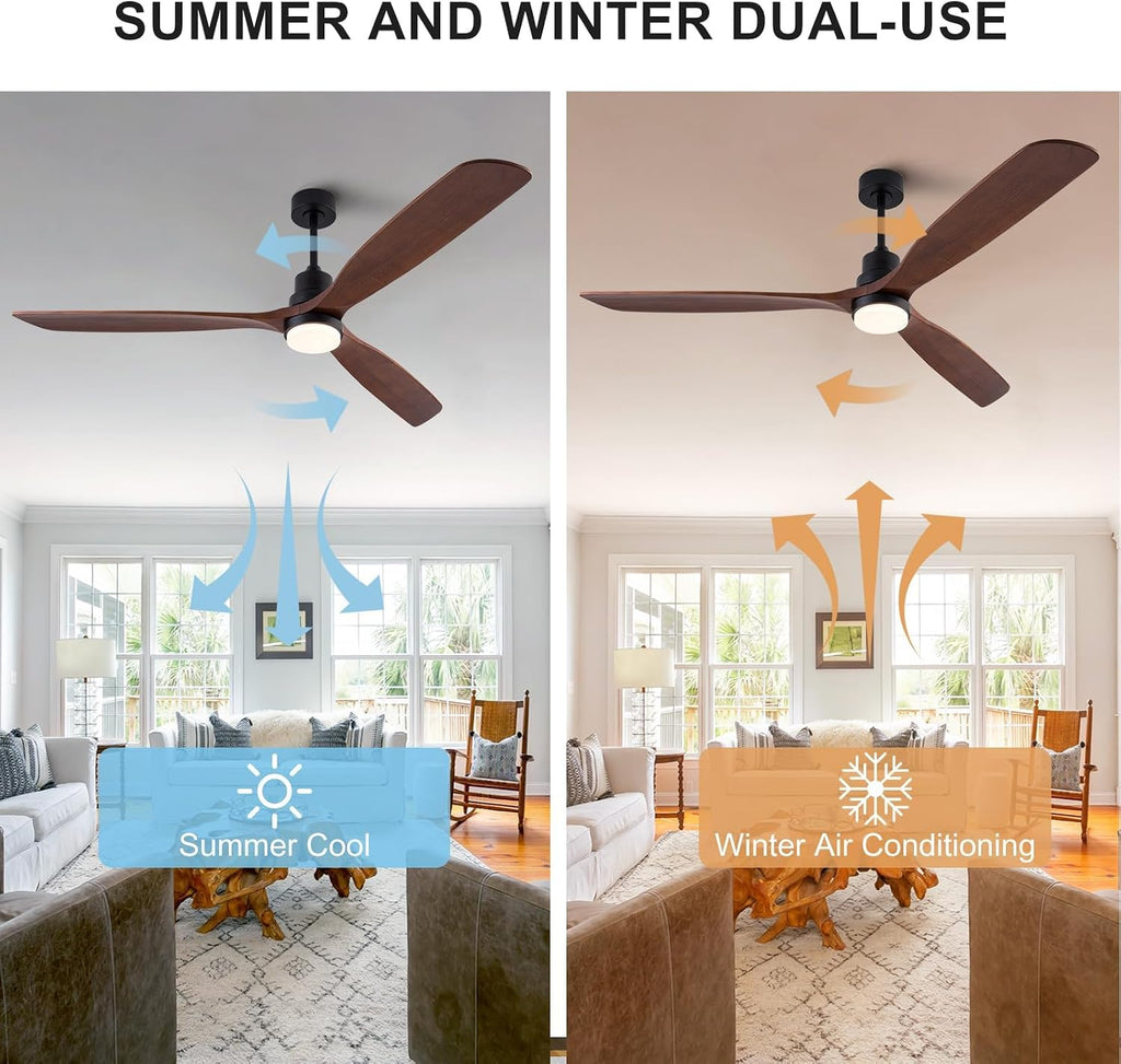 Ceiling Fans with Lights and Remote 72 inch 3 Blades Farmhouse Large Ceiling Fan, Black Ceiling Fan lights for Living Room Basement Sunroom Porch Patio, 6-Speed Remote Control