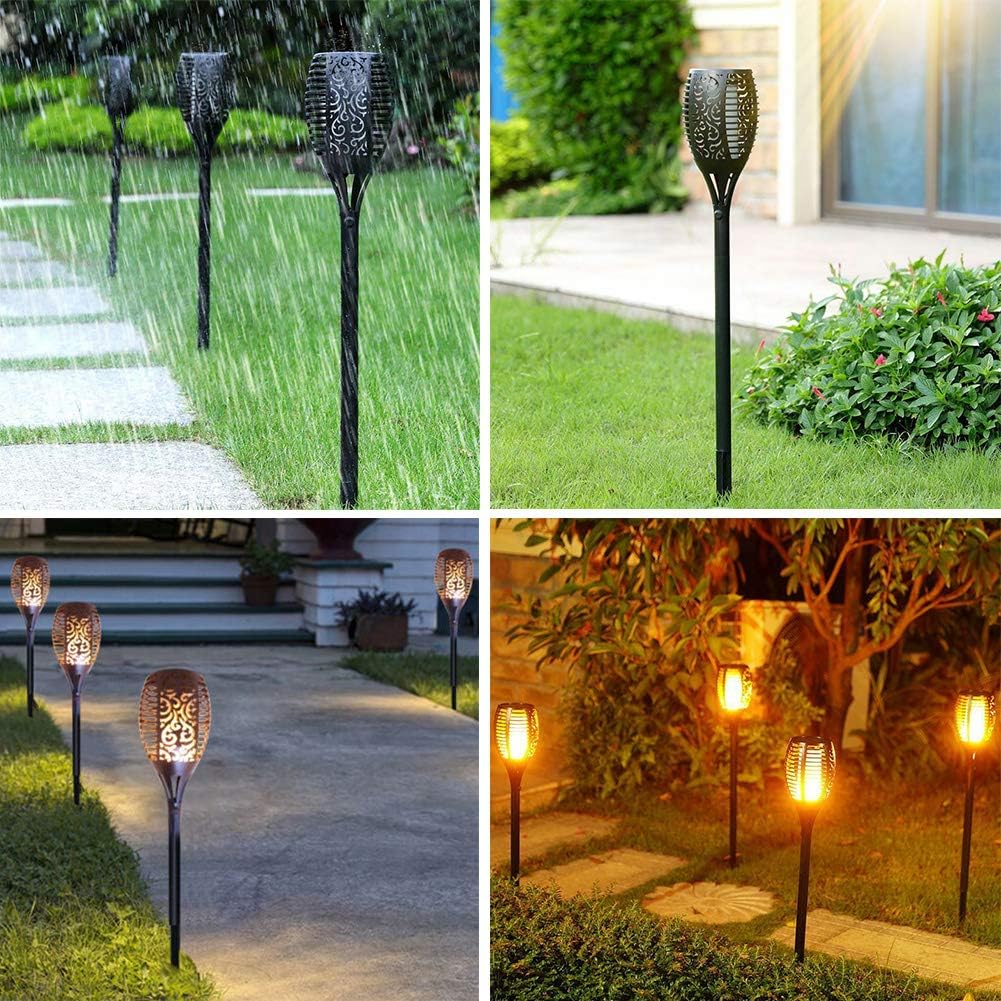 Solar Torch Light Waterproof Flickering Flames Torches Lights Outdoor Solar Spotlights Landscape Decoration Lighting Dusk to Dawn Auto On/Off Security Torch Light for Patio Driveway US Stock (10 Pack)