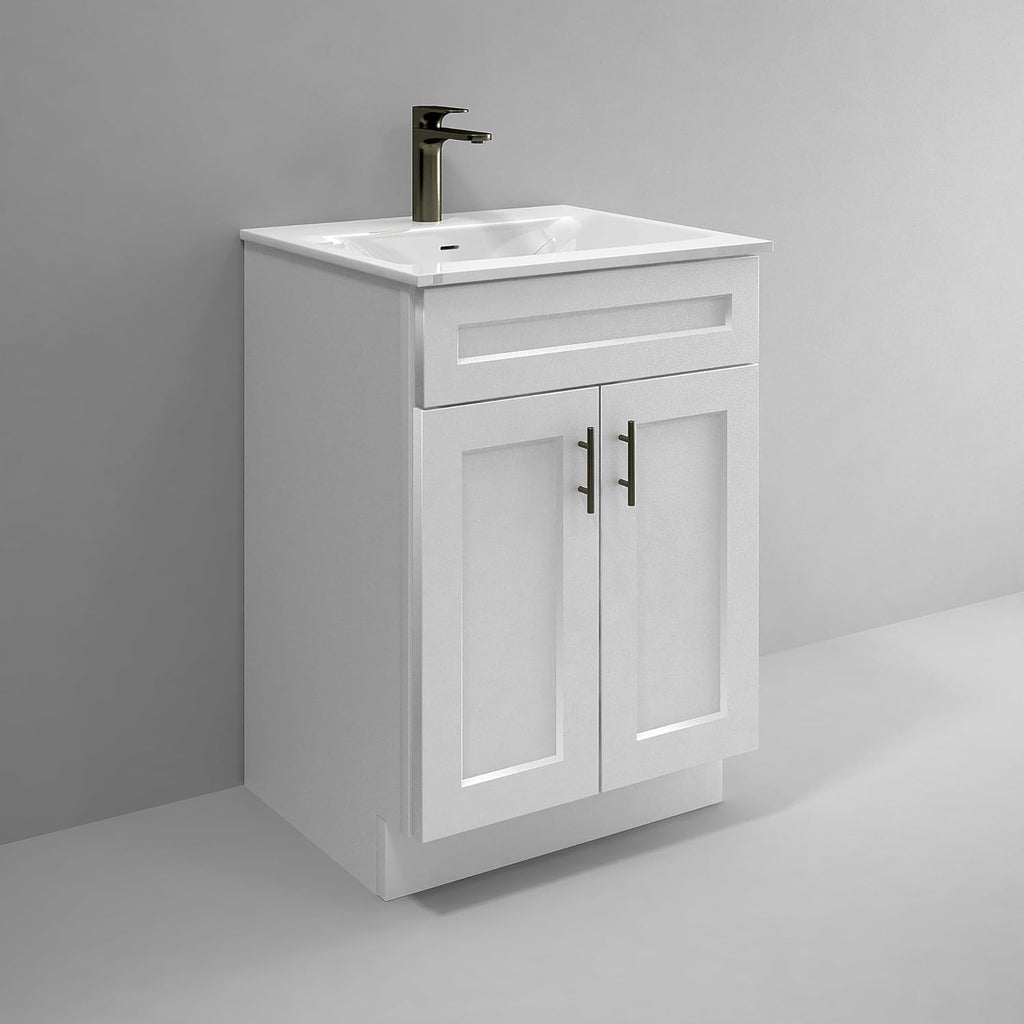 La Royal White Shaker Sink Base Bathroom Vanity Ready-to-Assemble Bathroom Cabinet 24' Width