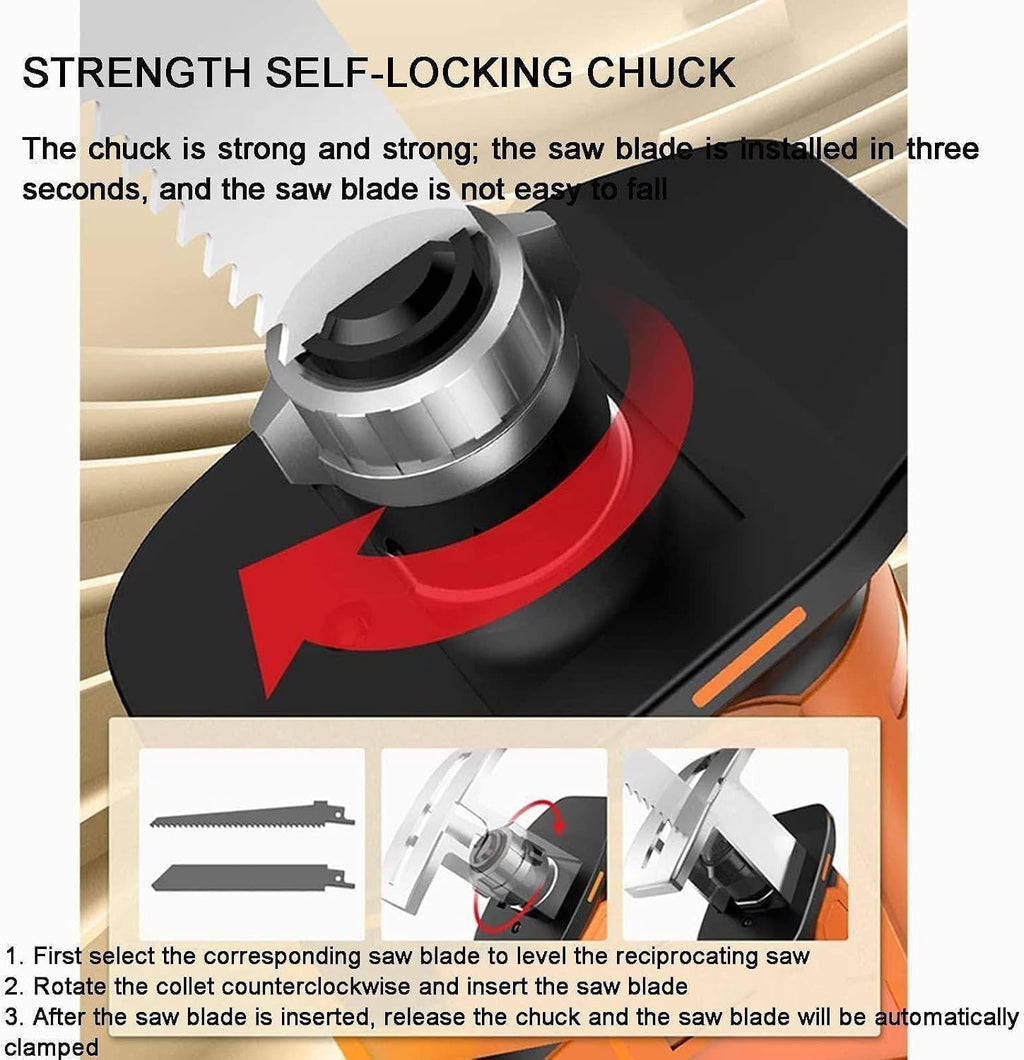 Electric Bone Saw(2 Stainless Steel Saw Blades) - Cordless Reciprocating Saw(3000rpm), Easily Cuts Meat & Bones, for Home, Commercial Use