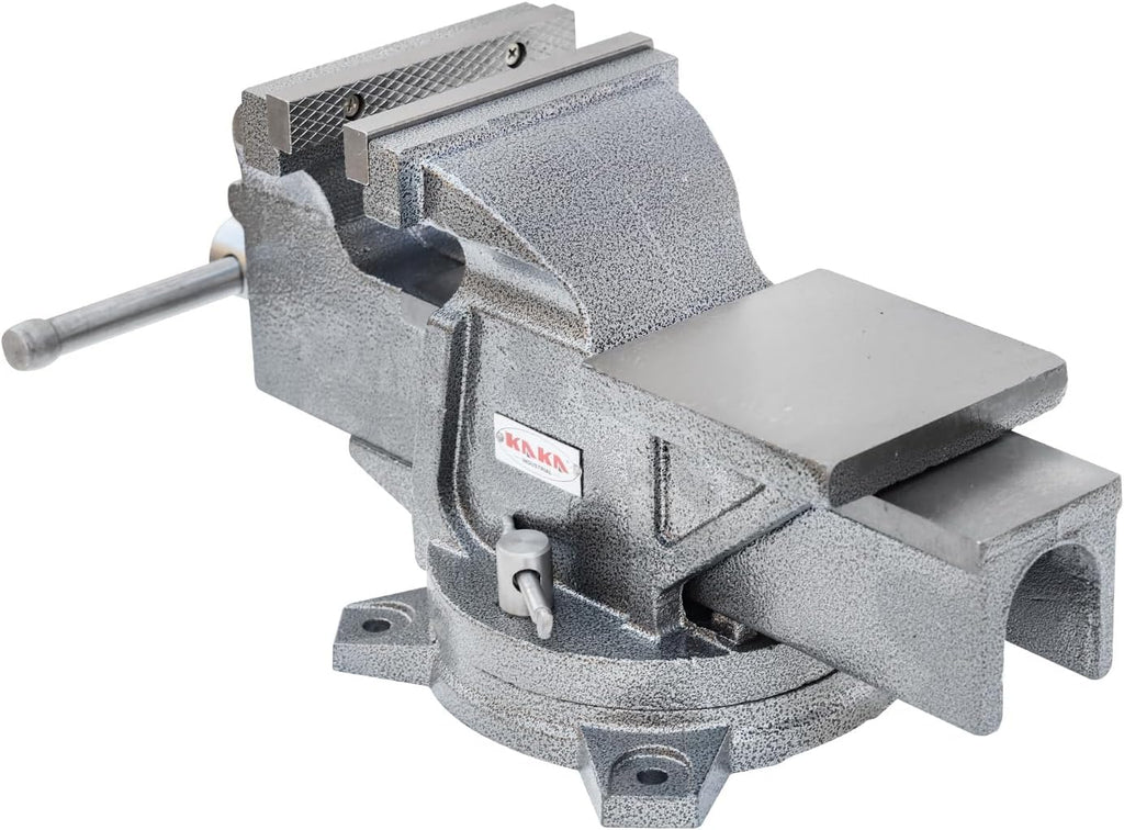 KAKA INDUSTRIAL Bench Vises 6 Inch Jaw Width, 6.7 Inch Jaw Opening Homeowner's Vise, Swivel Base Heavy Dutyl, for Drilling, Pipe Cutting, Woodworking HIS-150