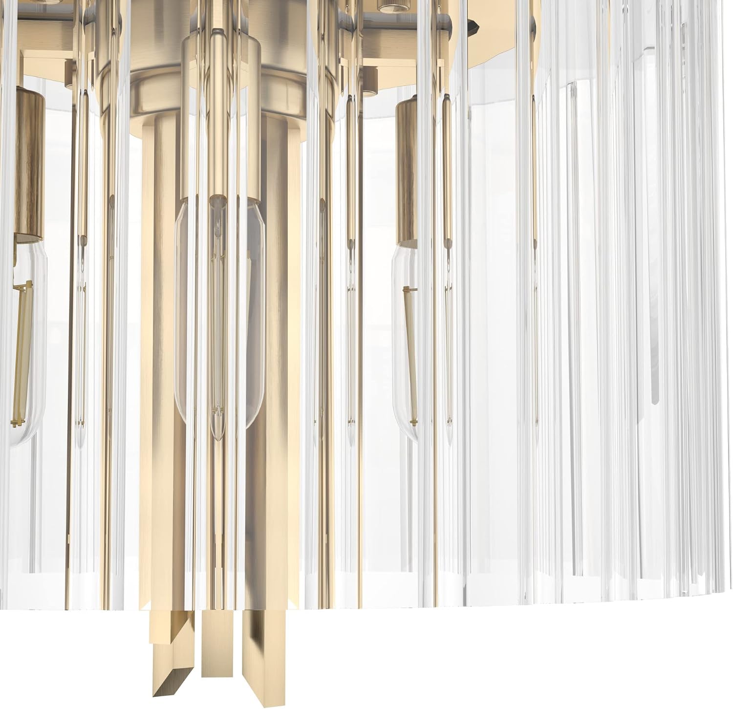 Hunter - Gatz 4-light Alturas Gold, Medium Size Flush Mount Light, Dimmable, Modern Style, Round Shaped, for Bedrooms, Kitchens, Dining, Living Rooms - 19690