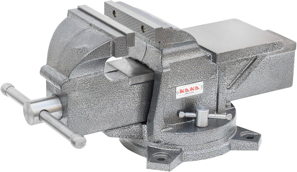 KAKA INDUSTRIAL Bench Vises 6 Inch Jaw Width, 6.7 Inch Jaw Opening Homeowner's Vise, Swivel Base Heavy Dutyl, for Drilling, Pipe Cutting, Woodworking HIS-150