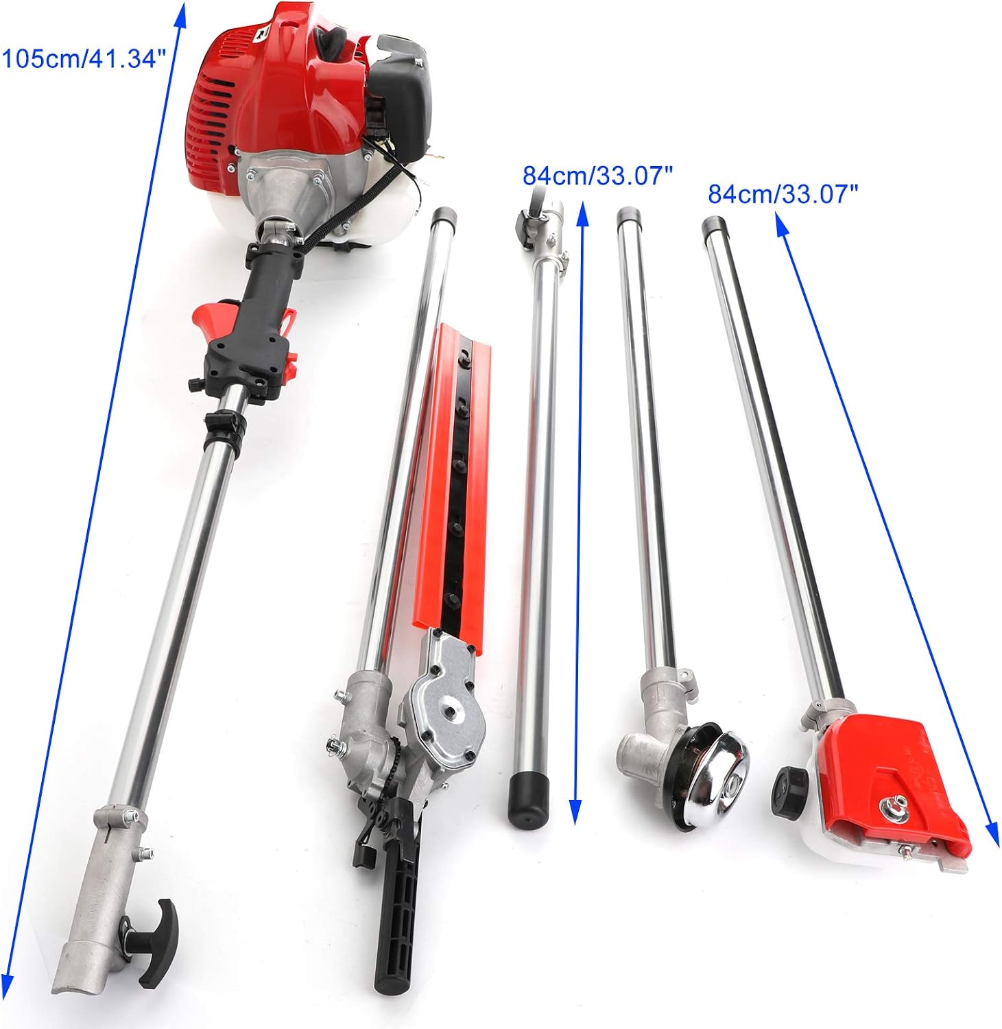 Topteng 5-in-1 52cc 2 Stroke Gas Powered Multi Tool Set with Brush Cutter, Grass Trimmer, Chainsaw, Hedge Trimmer & Pole Saw Cordless - Outdoor Garden Tools for Lawn, Bush & Tree Maintenance