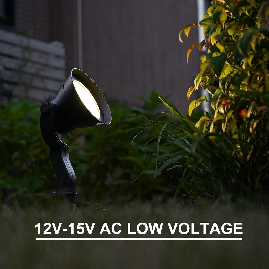 GOODSMANN RGBW Low Voltage LED Landscape Spotlight, 3000K/6000K White Light, 4 Pack 12W 12V-15V Outdoor Lights 9 Lighting Modes Color Changing Aluminum Housing Spot Lights for Garden Yard