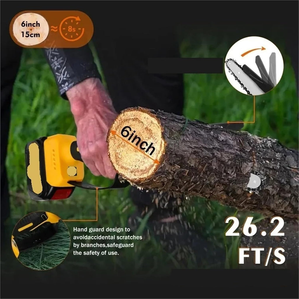 Reciprocating Saw, 8 Inch Brushless Chainsaw Cordless Electric Woodworking Cutter Pruning Logging Power Tools