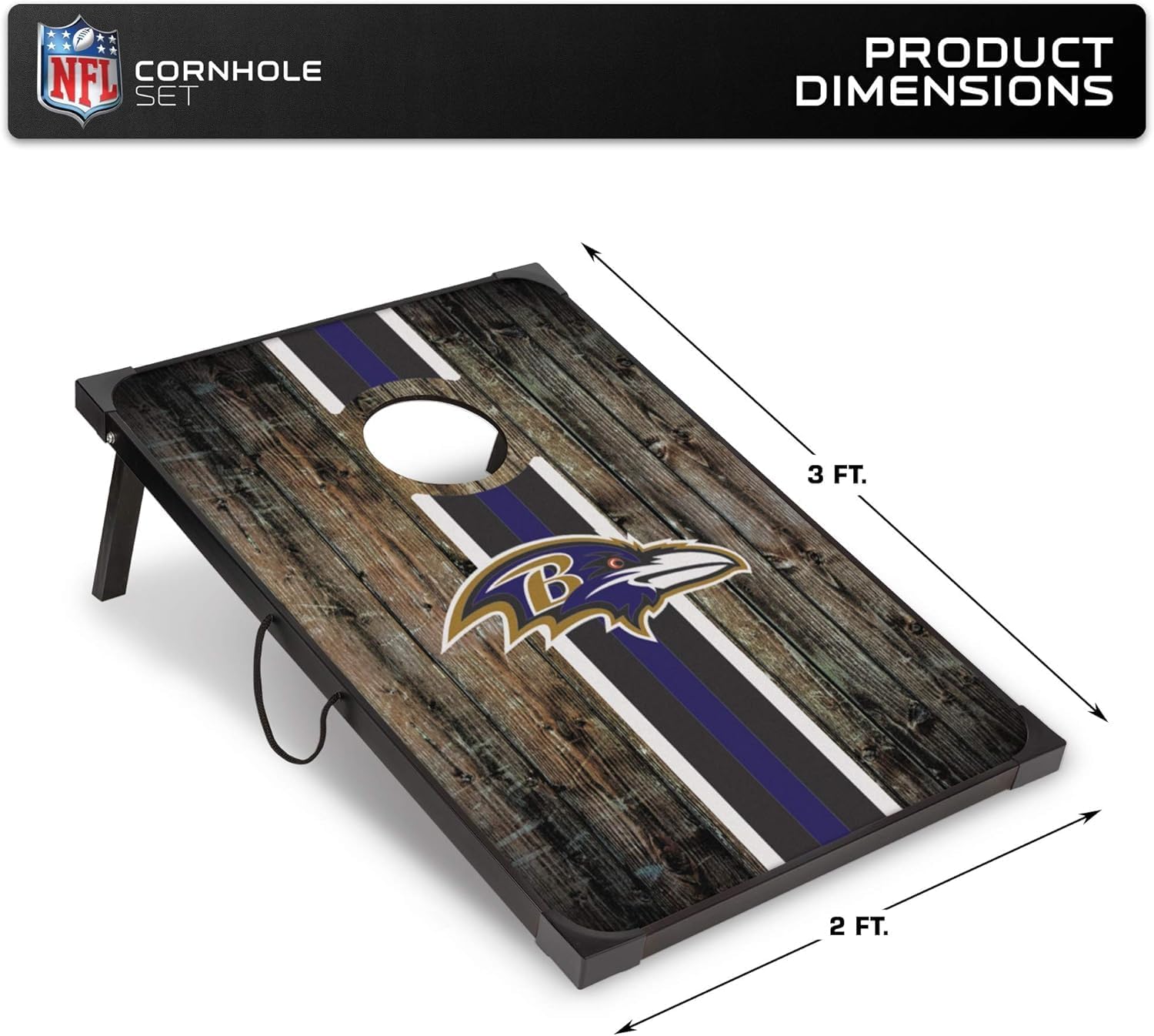 Wild Sports NFL 2' x 3' MDF Deluxe Cornhole Set - with Corners and Aprons