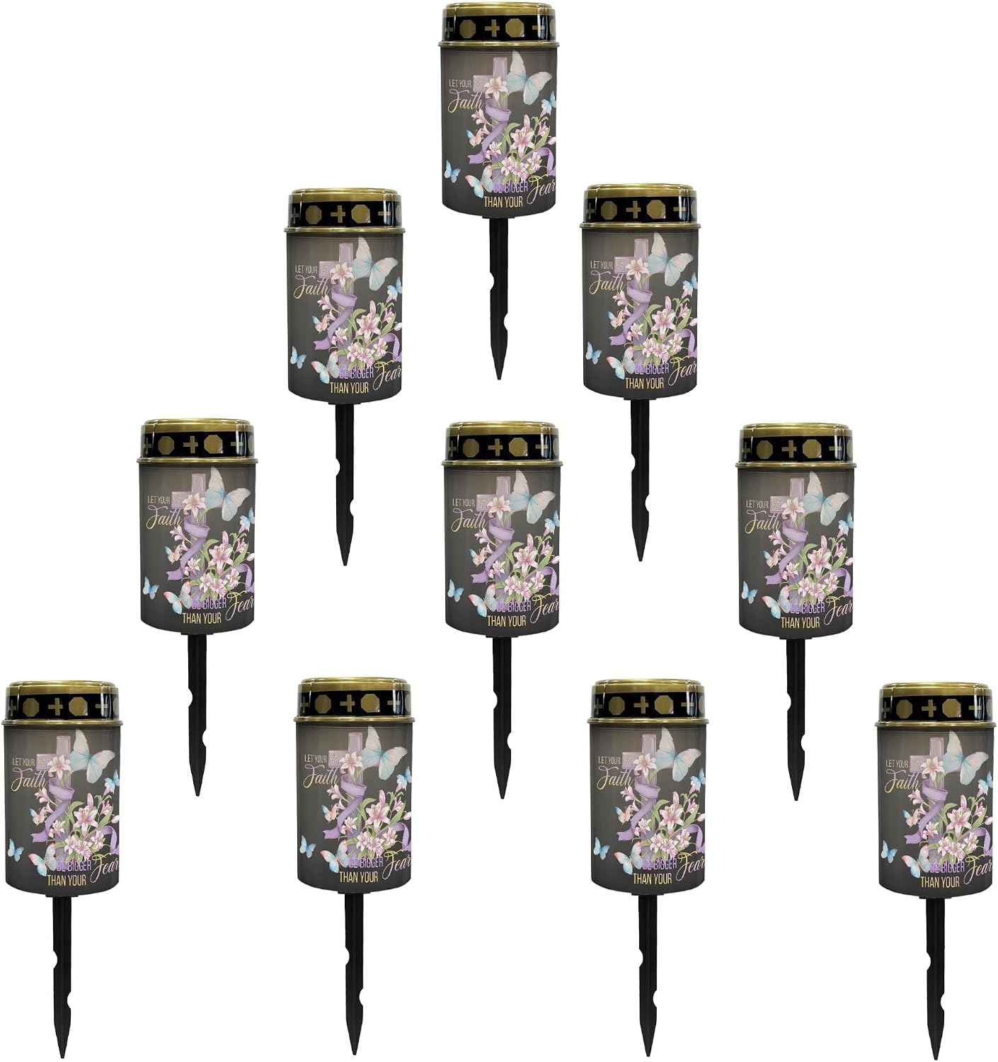 Cross Butterfly Solar Pathway Lights Waterproof,Solar Lights Outdoor,Solar Garden Stake Lights for Outside Yard Patio Landscape Lighting Flameless Warm White Lights Spotlights,Black
