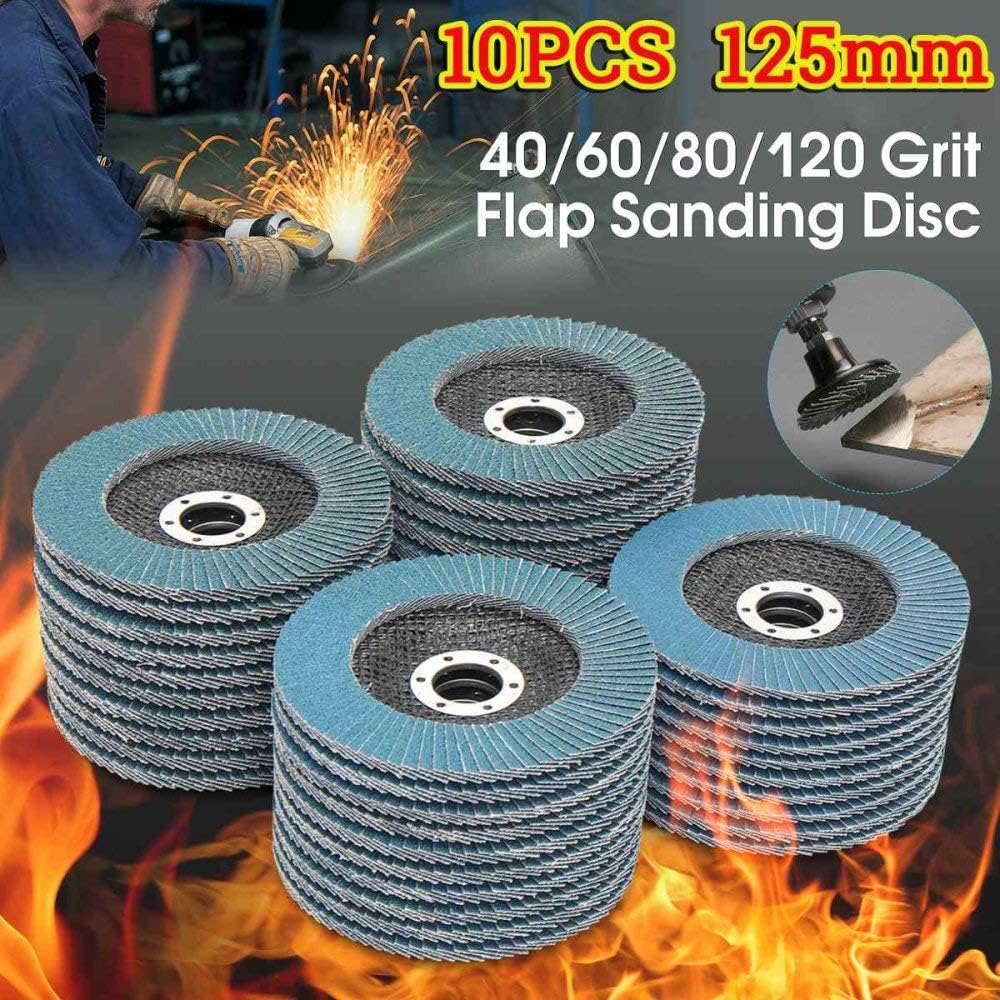 10PCS 125mm Professional Flap Discs 5 Inch Sanding Discs 40/60/80/120 Grit Grinding Wheels Blades For Angle Grinder,120 Grit
