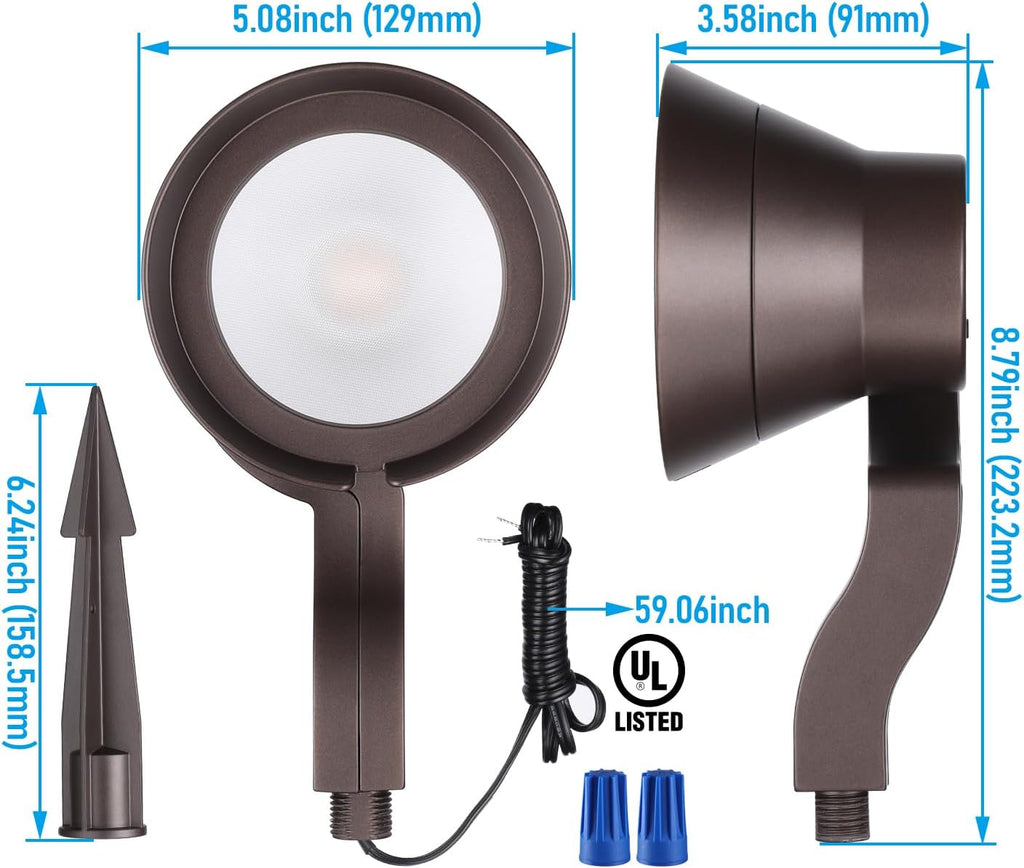 LEONLITE 8-Pack 12W/7.3W/3.7W Dimmable 5CCT LED Low Voltage Landscape Lights, Wall Wash Landscape Lighting Outdoor, 12V Landscape Spotlight, ETL, Aluminum, IP65 Waterproof
