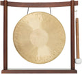 10'-12' Gongs on Woodsonic Stand - Includes Gong, Mallet, & Stand/Easy to Play Traditional Chinese Gong/Easy to Assemble Stylish Wood/Great for Small Spaces