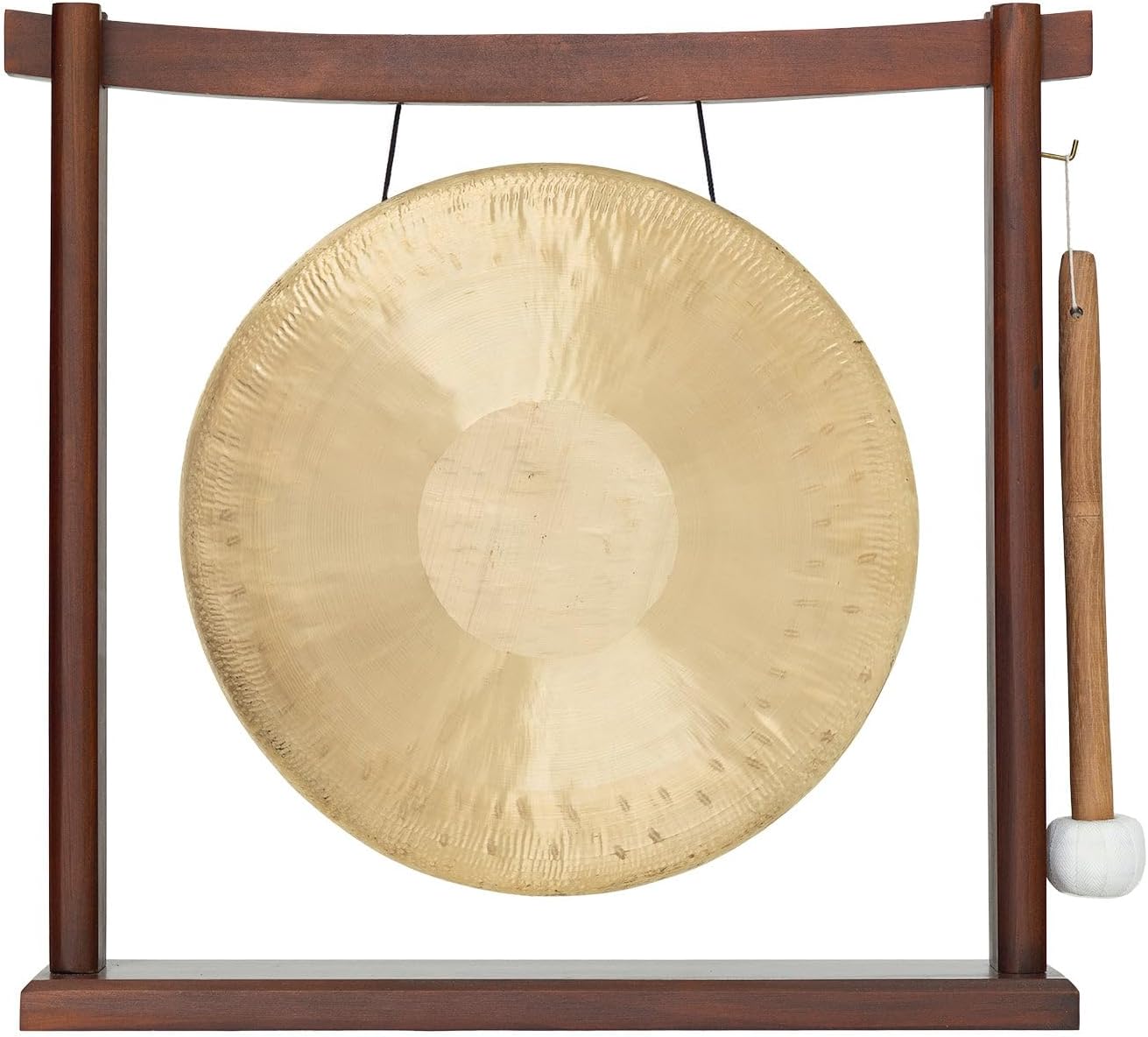 10'-12' Gongs on Woodsonic Stand - Includes Gong, Mallet, & Stand/Easy to Play Traditional Chinese Gong/Easy to Assemble Stylish Wood/Great for Small Spaces