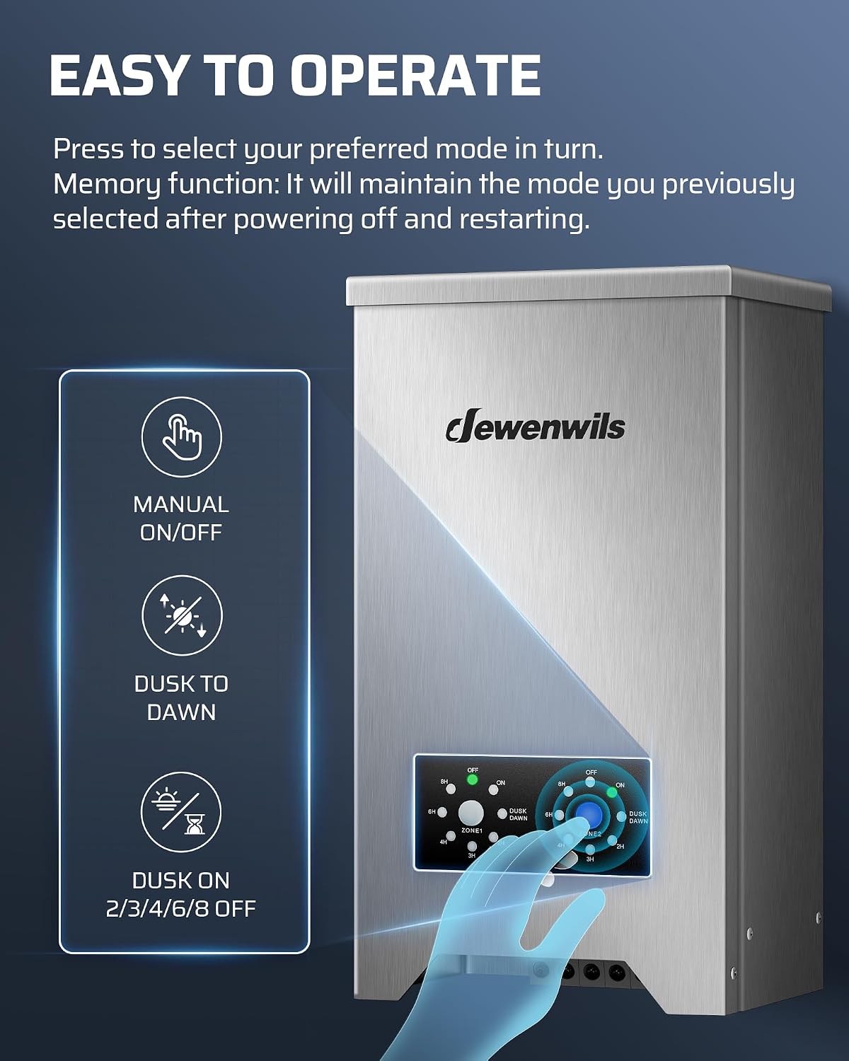 DEWENWILS 300W Low Voltage Landscape Transformer 2-Zone, Stainless Steel Landscape Lighting Transformer with Photocell Sensor & Countdown Timer, 120V AC to 12V/15V AC, Weatherproof for Outdoor Lights