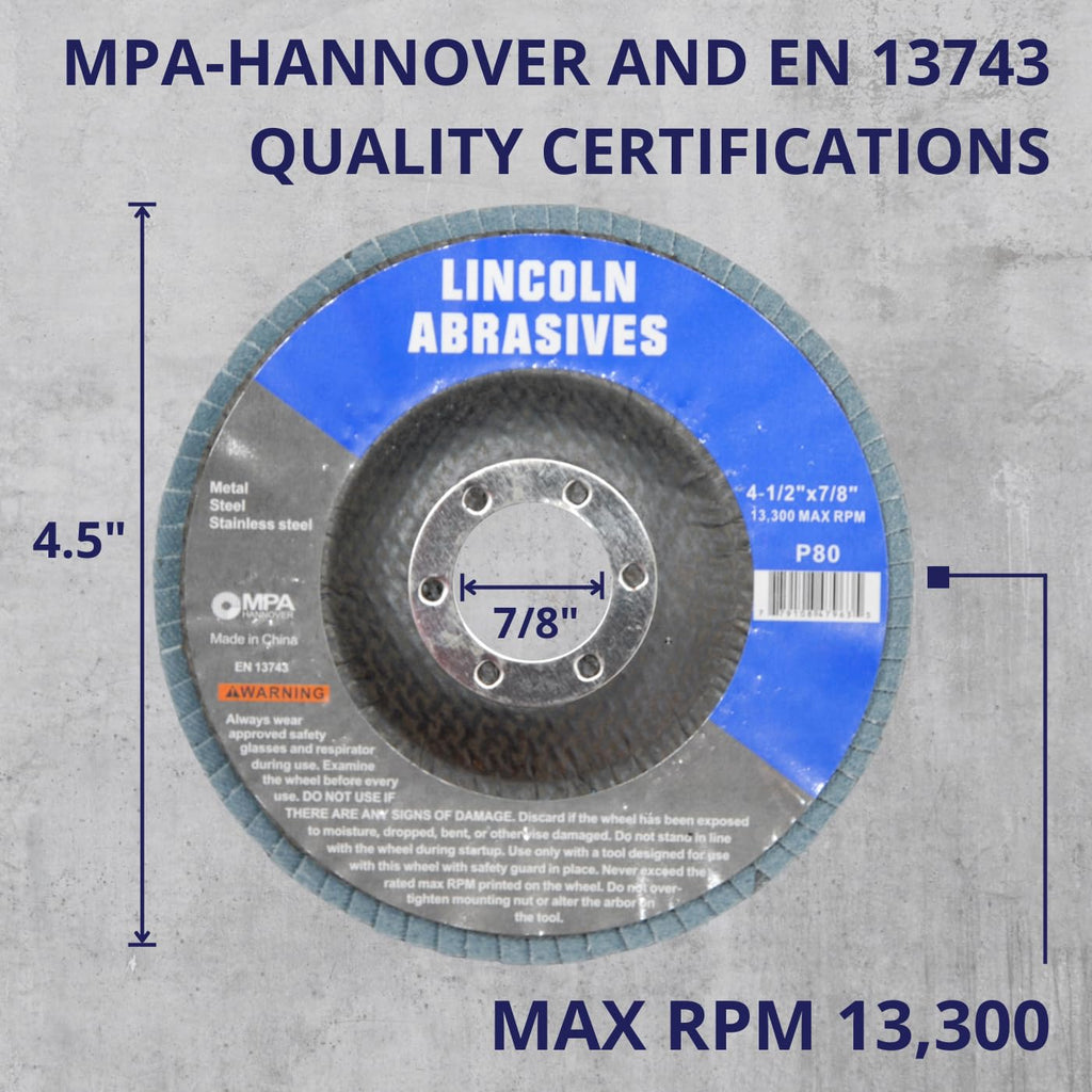 100 Pack Flap Discs, 80 Grit 4.5' x 7/8' Sanding Wheels for Angle Grinder