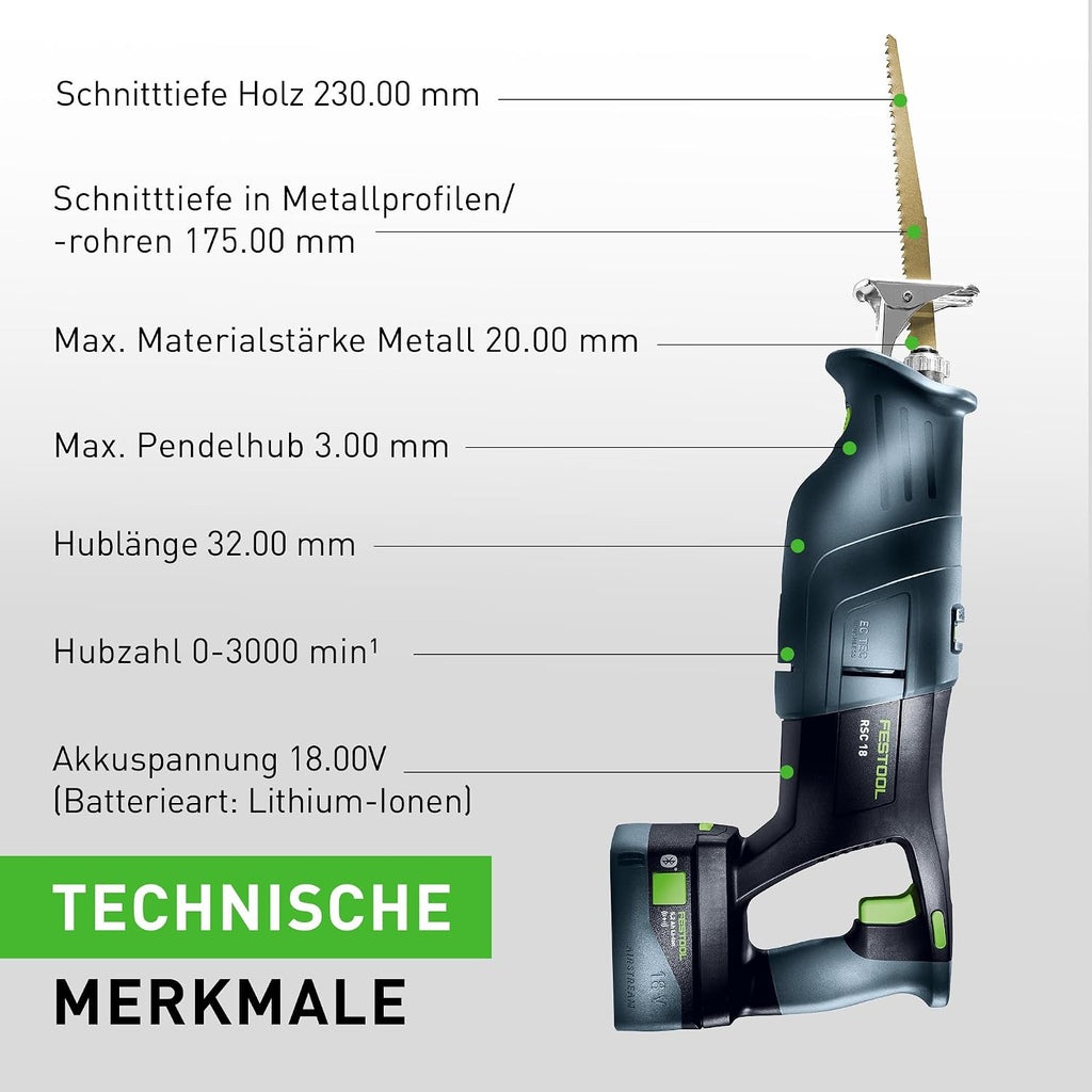 Festool RSC 18 5.0 EB-Plus Cordless Reciprocating Saw