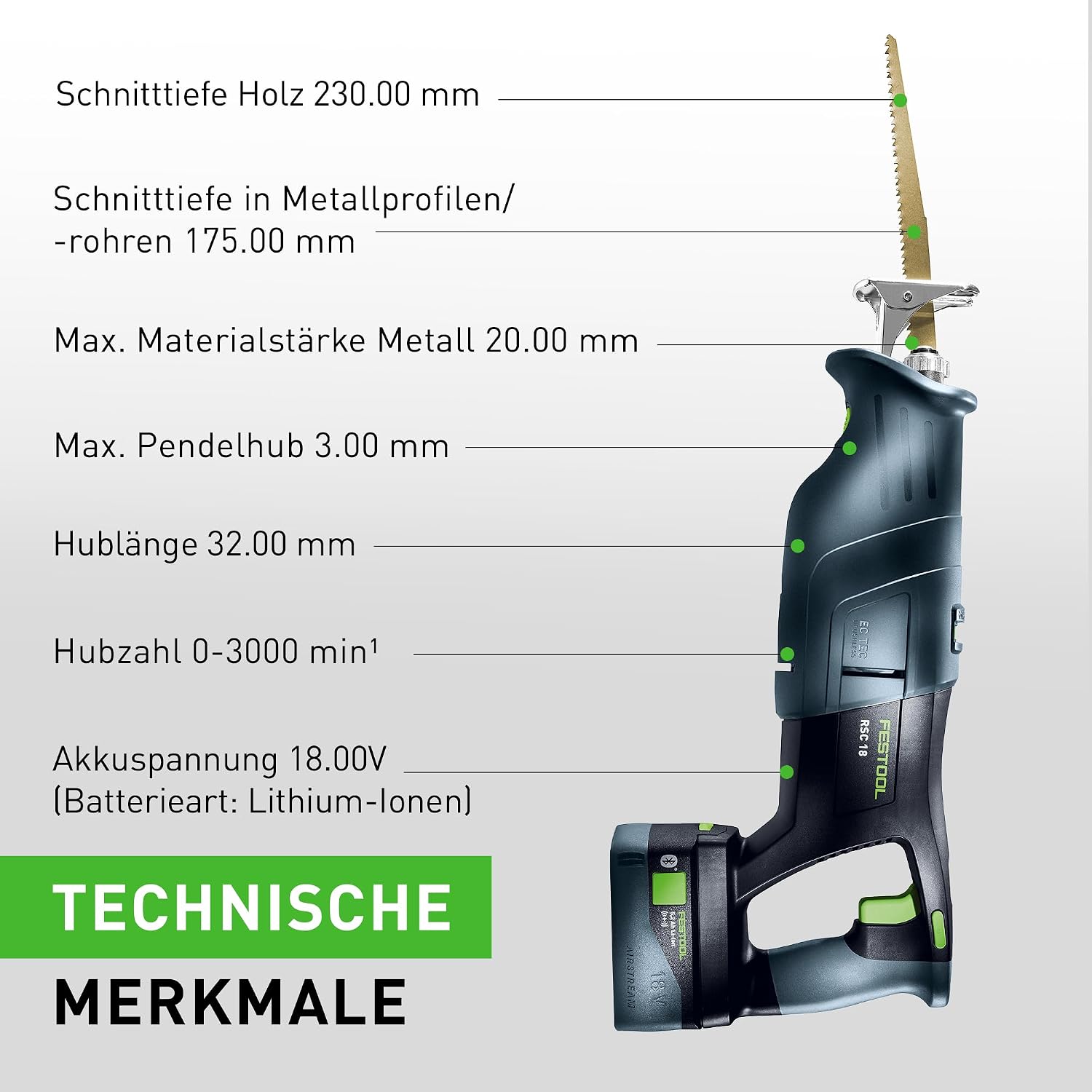 Festool RSC 18 5.0 EB-Plus Cordless Reciprocating Saw
