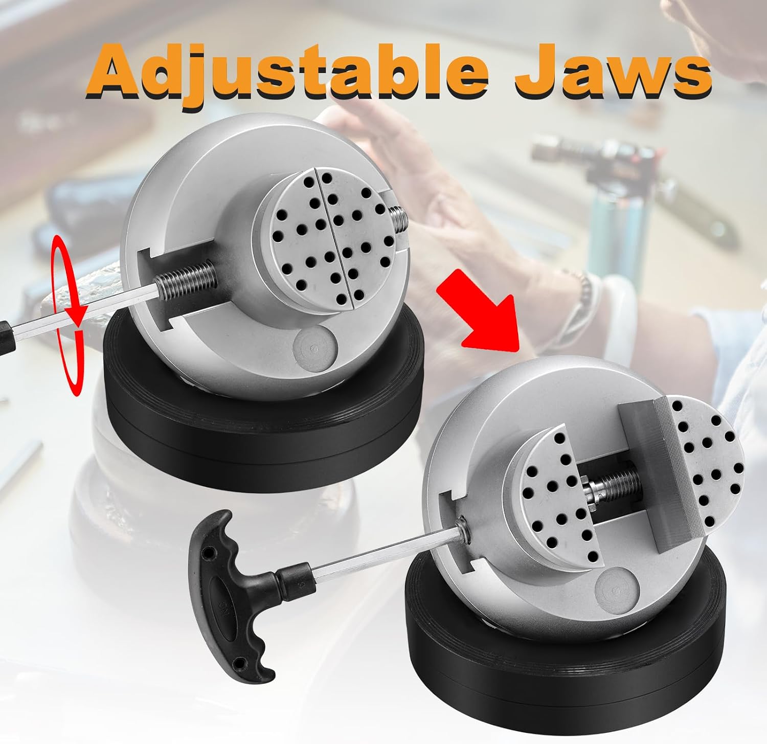 DZQ Ball Vise 5' Engraving Setting Tool 360°Rotation Professional Ball Vise 36PCS Attachment Jewelry Engraving Block Tools Standard Block