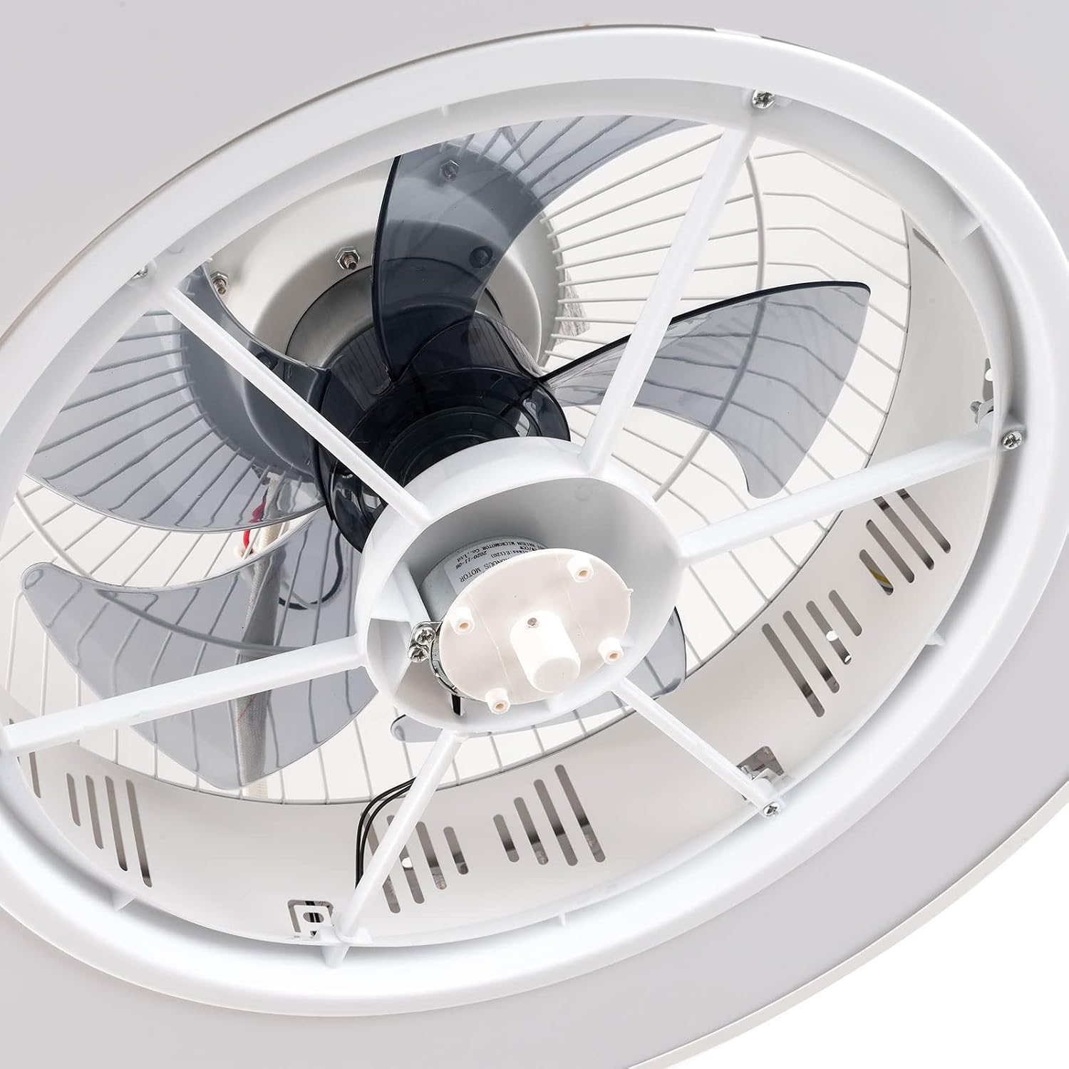 Ceiling Fan with Light Kit,22 Inch Modern LED Remote Control Semi Flush Mount Fandelier with Invisible Acrylic Blades,3 Colors 3 Speeds Changing,Enclosed Low Profile Fan (White)