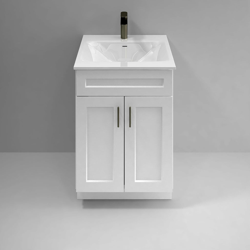 La Royal White Shaker Sink Base Bathroom Vanity Ready-to-Assemble Bathroom Cabinet 24' Width