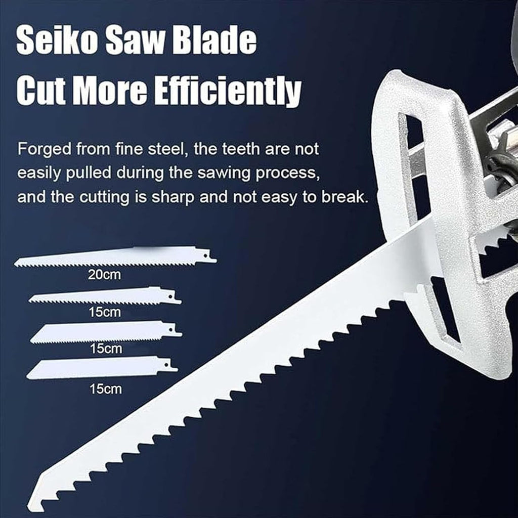 Cordless Electric Bone Saw, Reciprocating Cutting Machine with LED Light, 4 Saw Blades, 3000RPM Handheld Butcher Tool for Wood, Metal, PVC Cutting