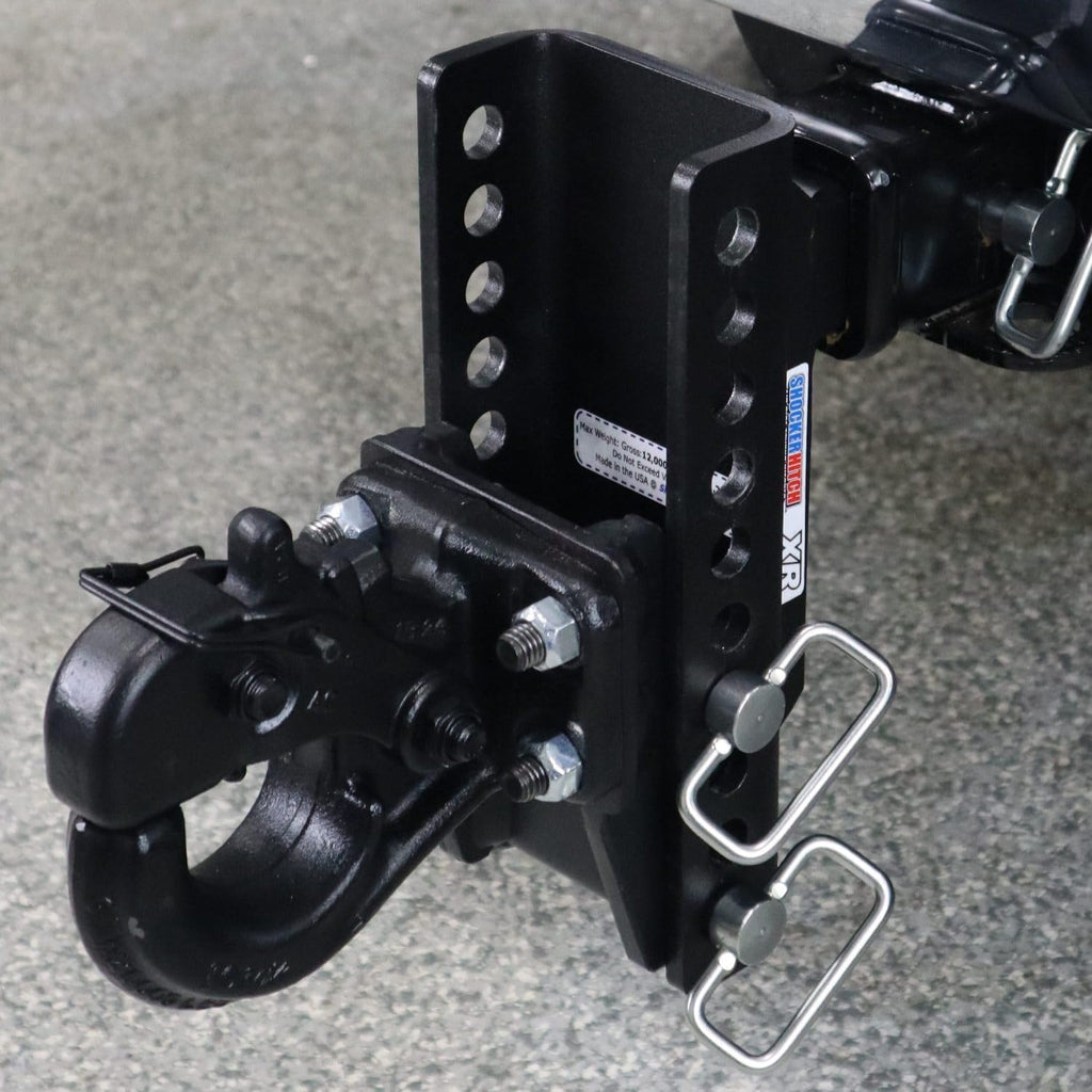 Shocker XR Adjustable Pintle Hook Hitch, Fits 2' Hitch 5.5' Rise/10.5' Drop
