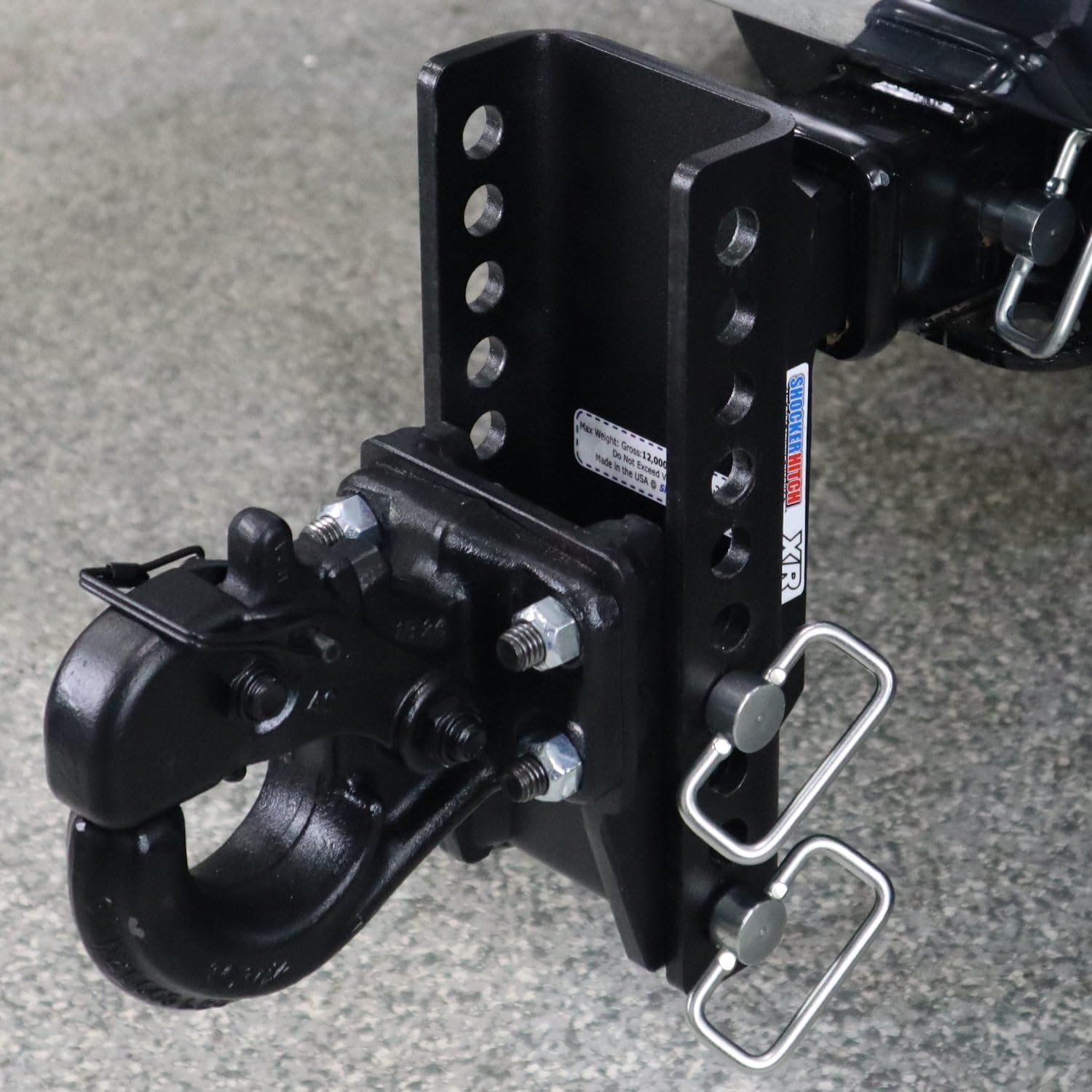 Shocker XR Adjustable Pintle Hook Hitch, Fits 2' Hitch 5.5' Rise/10.5' Drop