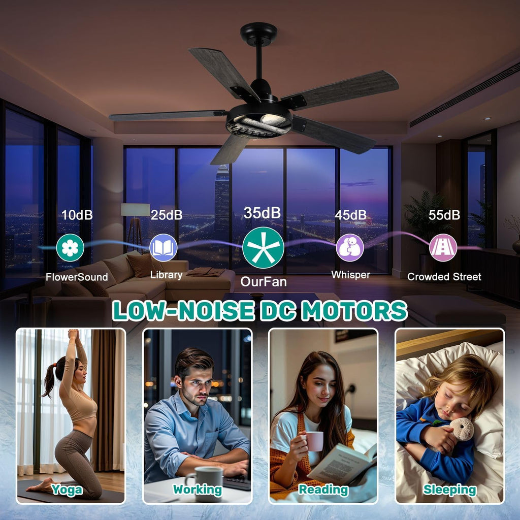 Modern Ceiling Fans with Lights Remote, Old Baseball Bat 42 Inch Ceiling Fan for Bedroom Living Room Farmhouse, 6 Speed Reversible Quiet Motor