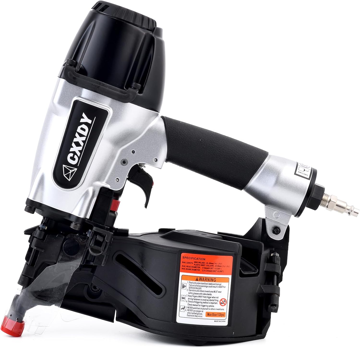 CXXDY Siding Nail gun 15 Degree 1-1/4' to 2-1/2' Coil Siding Nailer – High-Speed Pneumatic Siding Nailer for Siding, Framing, and Fencing – Professional-Grade Performance for Contractors and DIYers