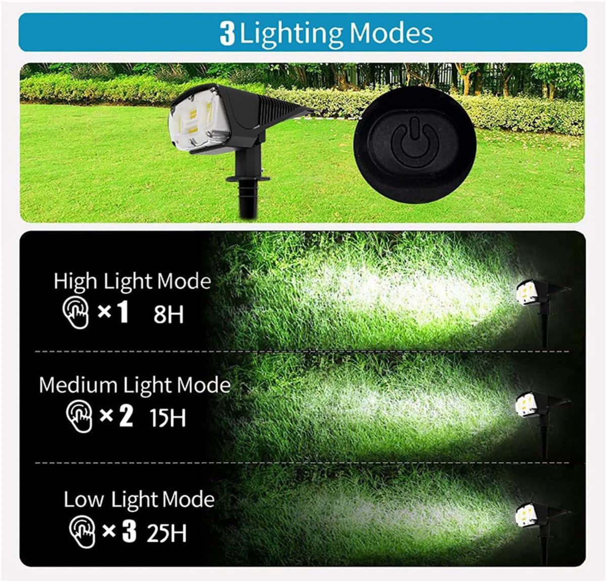 Solar Lights Outdoor Garden,IP67 Waterproof 52LED Solar Spot Lights Outdoor 3Mode Solar Outdoor Lights 2 in 1 Solar Landscape Spotlights/Wall Lights Decorative for Pathway Yard Patio,2 pcs
