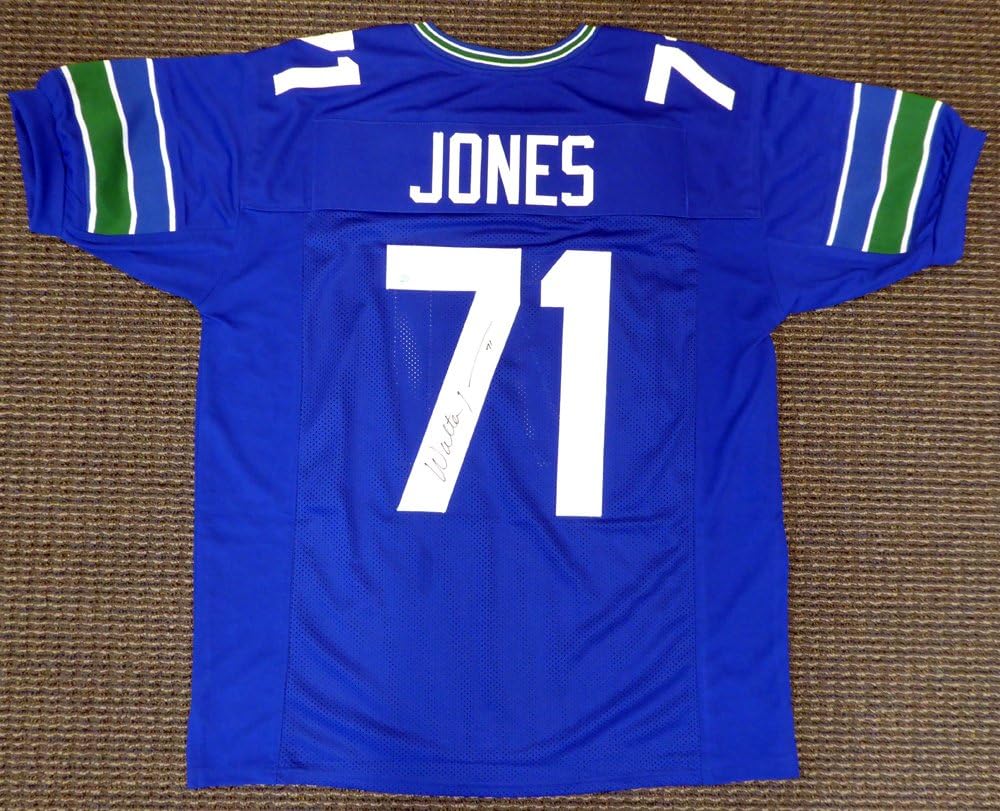 Seahawks Walter Jones Autographed Blue Jersey MCS Holo
