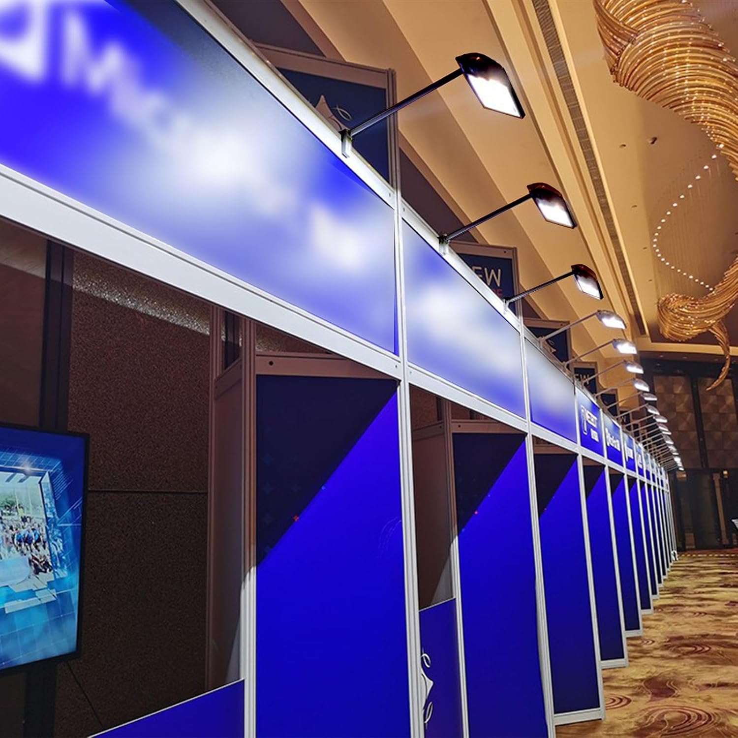 Trade Show Booth Lights, LED Display Lighting For Trade Shows,Portable Exhibit Arm Lighting,Connectable Craft tradeshow Lights Include Clamps,Mounting Brackets,Power Cables,Connect Cables (3pcs Black)