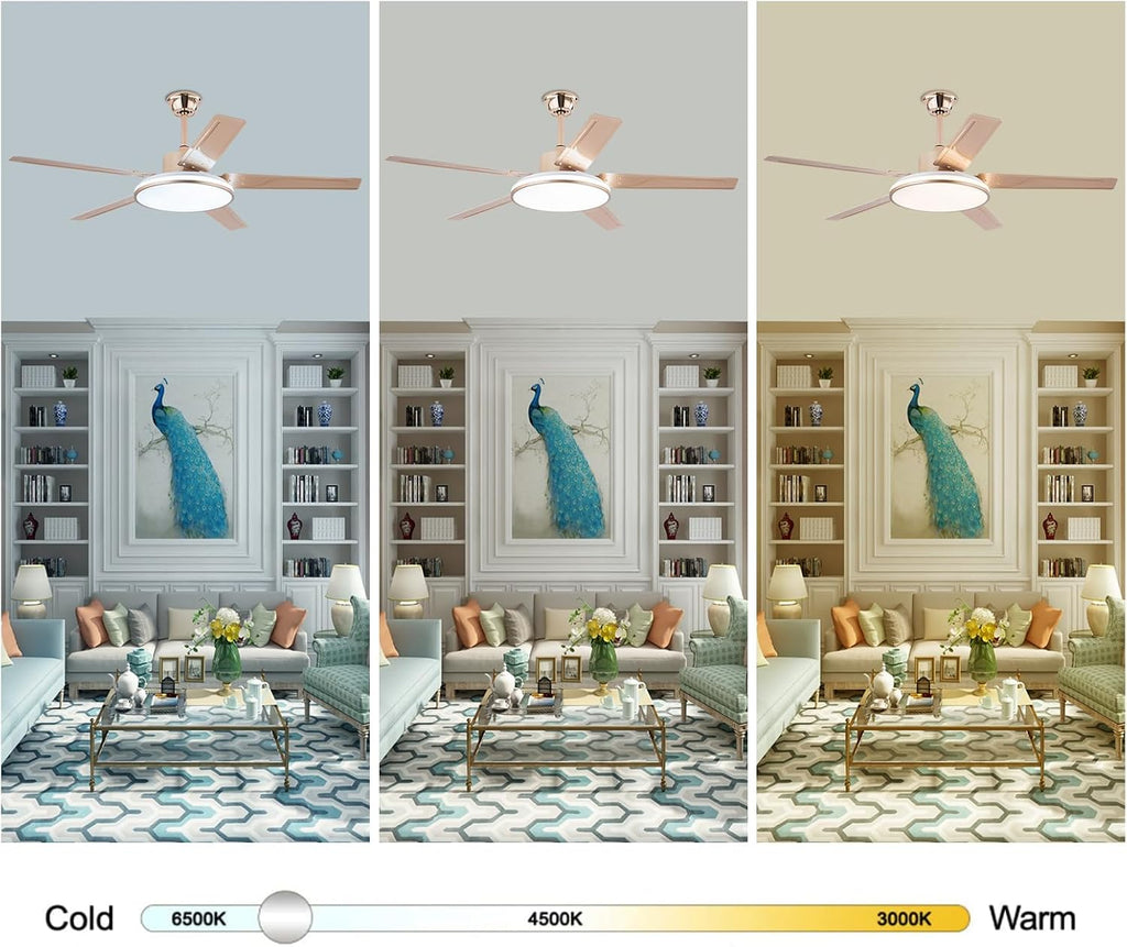 Outdoors Dimmable Fandelier Ceiling Fan with Light Remote, Timing Reversal, Adjustable Wind Speed, Low Noise 35db Pendant Lamp For Living Room, Dining Room, Kitchen, Bedroom,Pavilion terrace（52 inch）