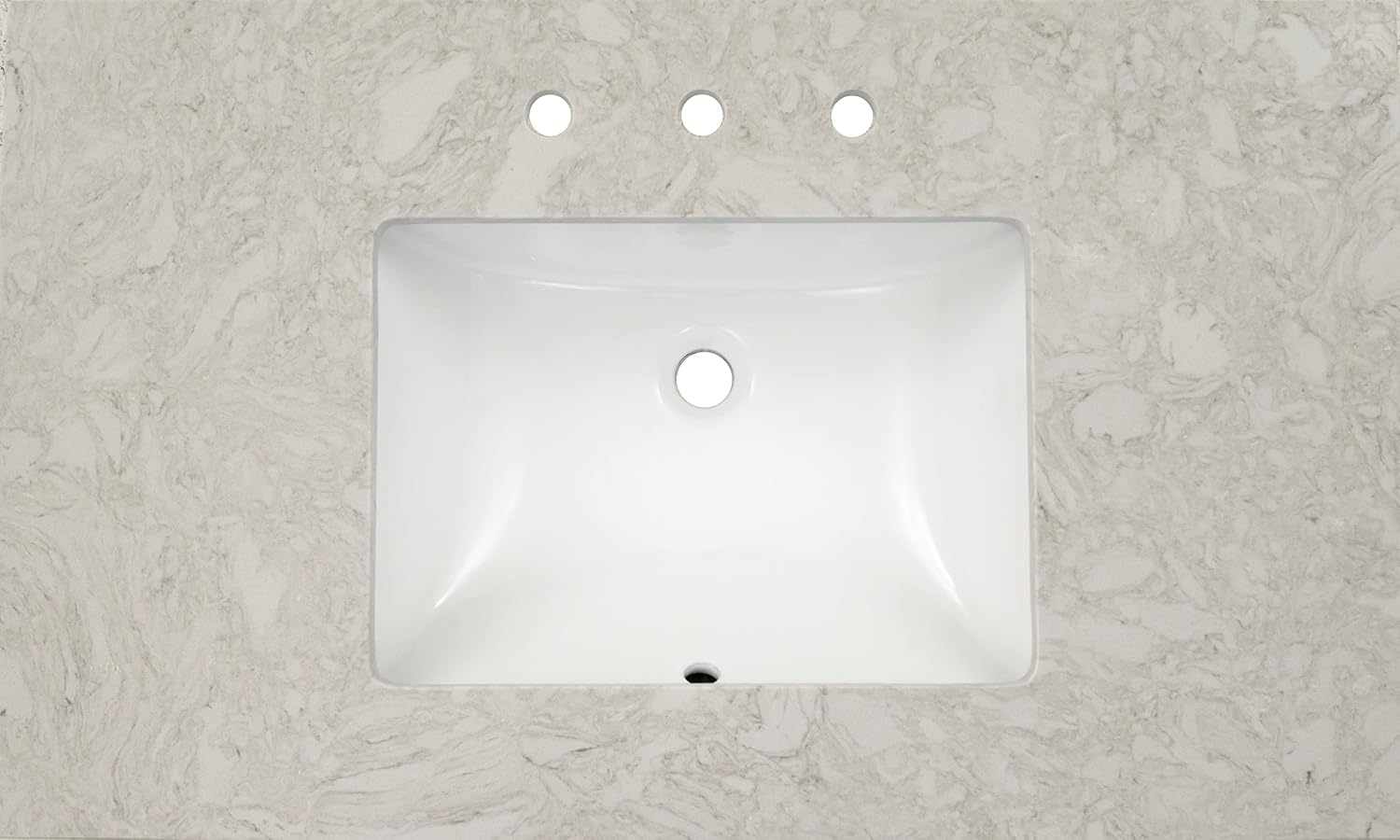 MSI Drifting Fog Vanity Top with Under Mount Rectangle Ceramic Sinks, Engineered Marble Stone, 4' CC Faucet Holes, 37'X22'