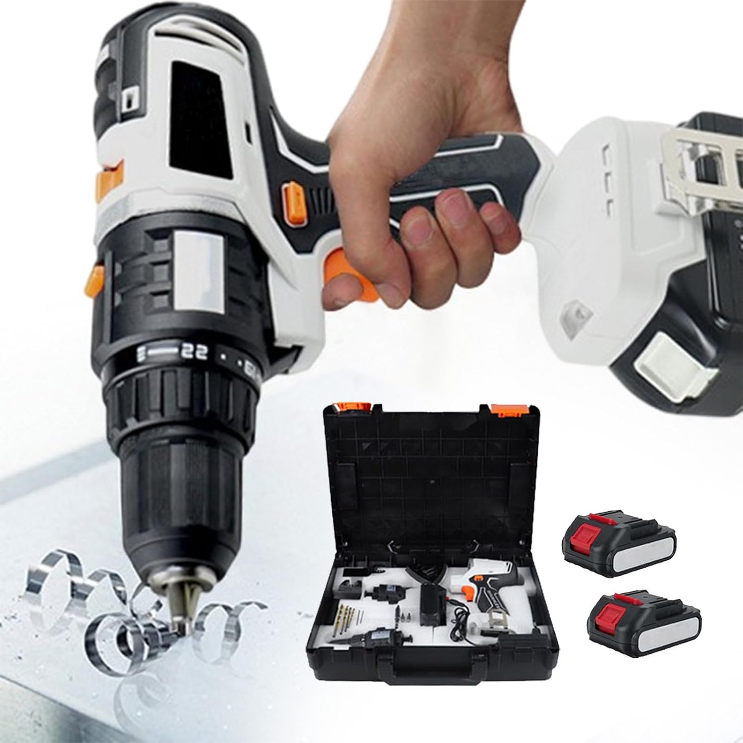 10 in 1 Tool Combo Kit, 18 V Cordless Drill Driver Reciprocating Saw, Circular Saw, Chain Saw, Screwdriver, with 4.0 Ah Batteries, Charger & Tool Box