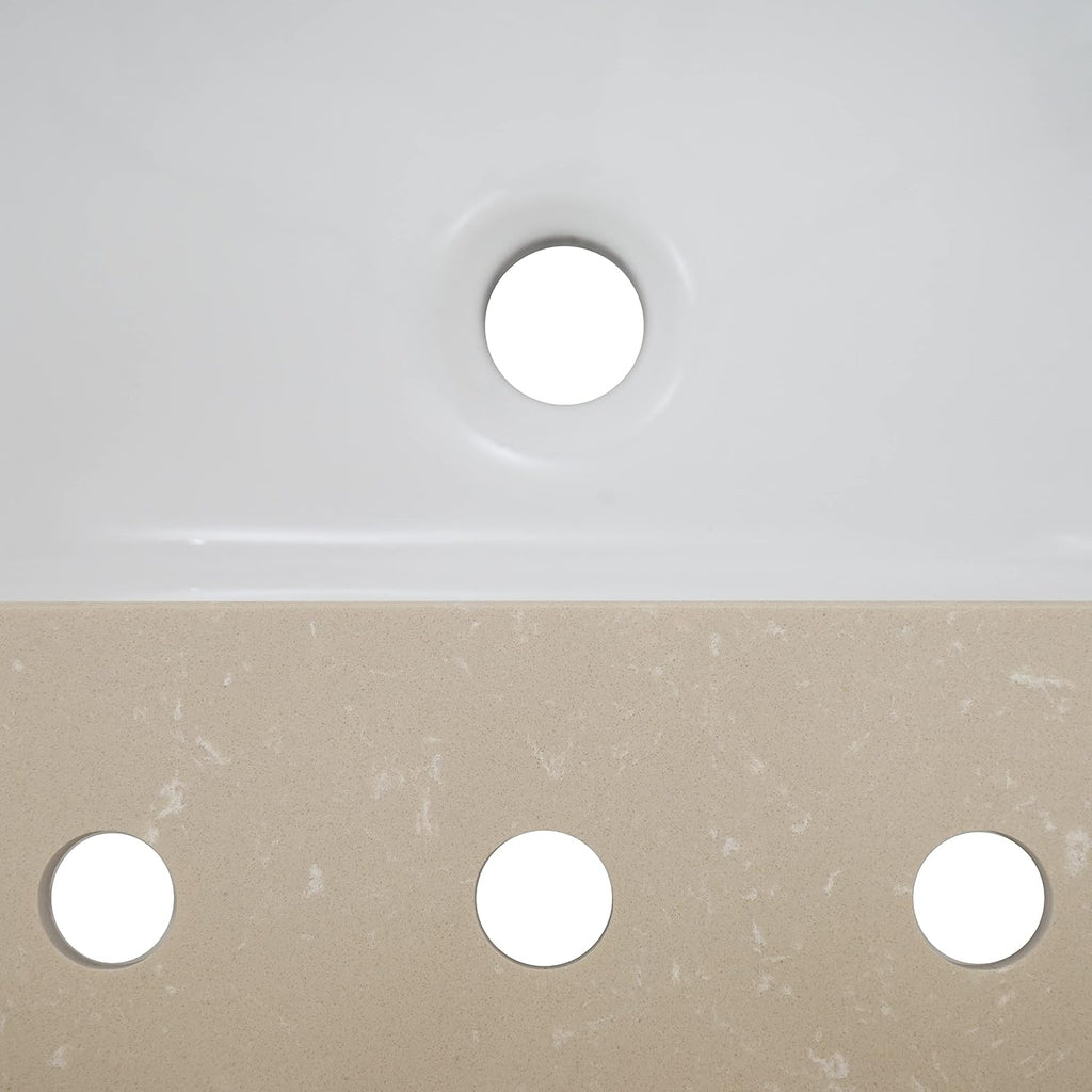 MSI Cosmic Sand Vanity Top with Under Mount Rectangle Ceramic Sinks, Engineered Marble Stone, 4' CC Faucet Holes, 49'X22'