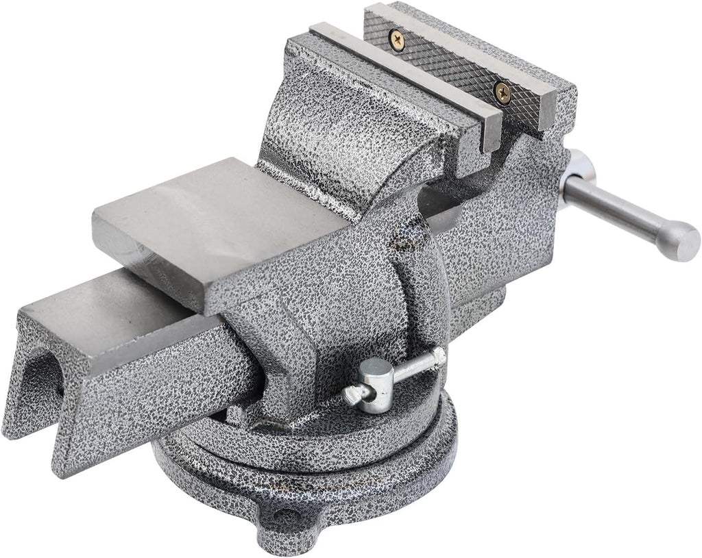 KAKA INDUSTRIAL Bench Vises 4 Inch Jaw Width, 4 Inch Jaw Opening Homeowner's Vise, Swivel Base Heavy Duty, for Drilling, Pipe Cutting, Woodworking HPS-100