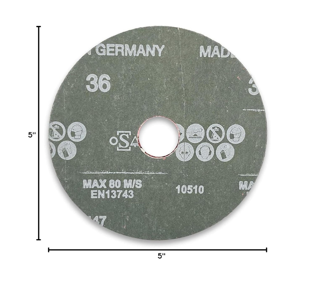 VSM 149140 Resin Fiber Disc, Bright Red, Coarse Grade, Fiber Backing, Ceramic, 24 Grit, 5' X 7/8' Arbor Hole, Pack of 50