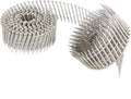 3600 Count 2-1/2 Inch Stainless Coil Siding Nails 15 Degree Coils, Small Cap Coil Nail, Cap Warp 5.8-6mm 0.09 Inch Ring Shank for Cement Board Siding or Fencing Applications