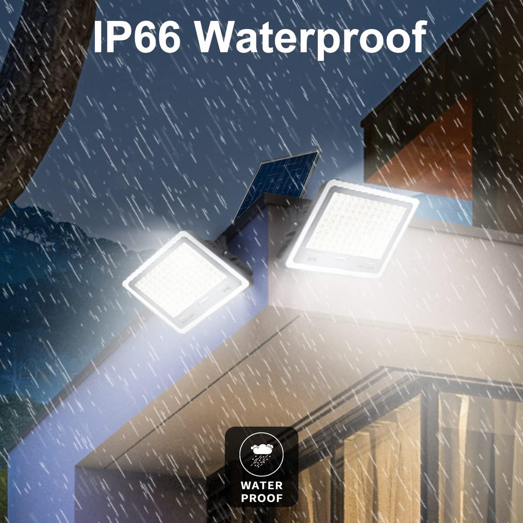 300W Solar Flood Lights Outdoor, 2-Pack 30000LM Dimmable Solar Security Lights with Remote, 3000K-7000K Color Changing, 20000mAh Battery, Dusk to Dawn, IP66 Waterproof, for Yard, Barn, Garage, Pool