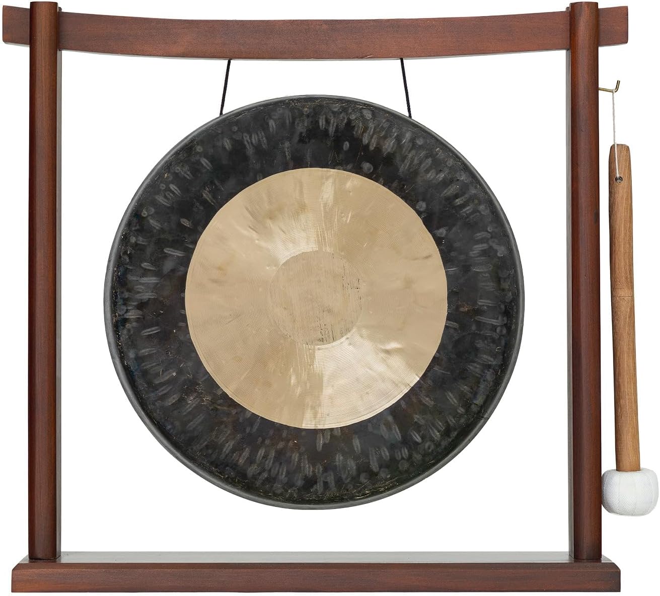 10'-12' Gongs on Woodsonic Stand - Includes Gong, Mallet, & Stand/Easy to Play Traditional Chinese Gong/Easy to Assemble Stylish Wood/Great for Small Spaces