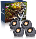 LEONLITE 5CCT LED Rock Lights Outdoor, 5W Low Voltage Landscape Spot Light for Garden, Yard, Decorative Stone Light, 12-24V AC/DC, CRI90, 200lm, IP65 Waterproof, Round, Dark Gray, Pack of 4