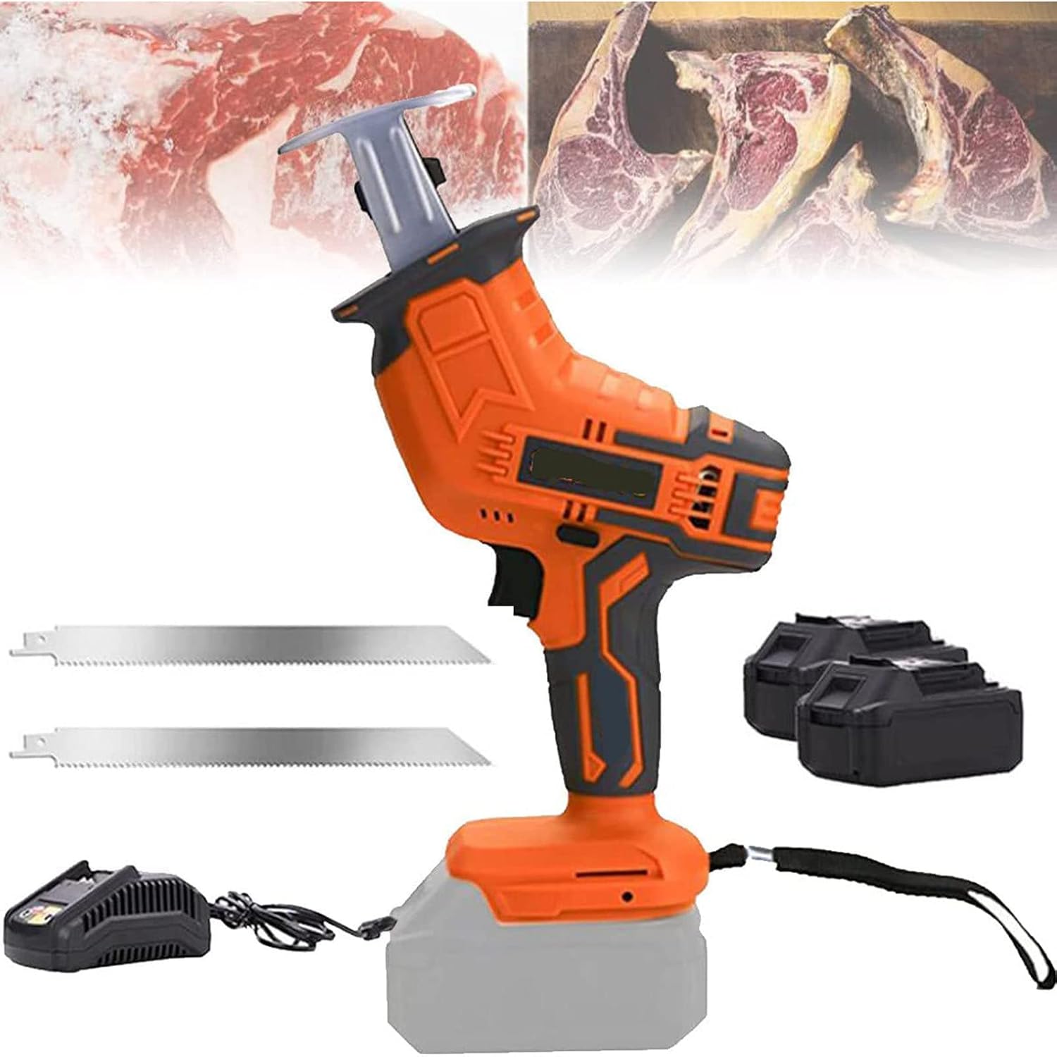 Bone Saw Cordless,Professional Bone Saw,Electric Butchers Saw,Commercial Home Bone Meat Saw Butcher for Cutting Meat,Bones,Pork Fish Ribs,Battery Powered
