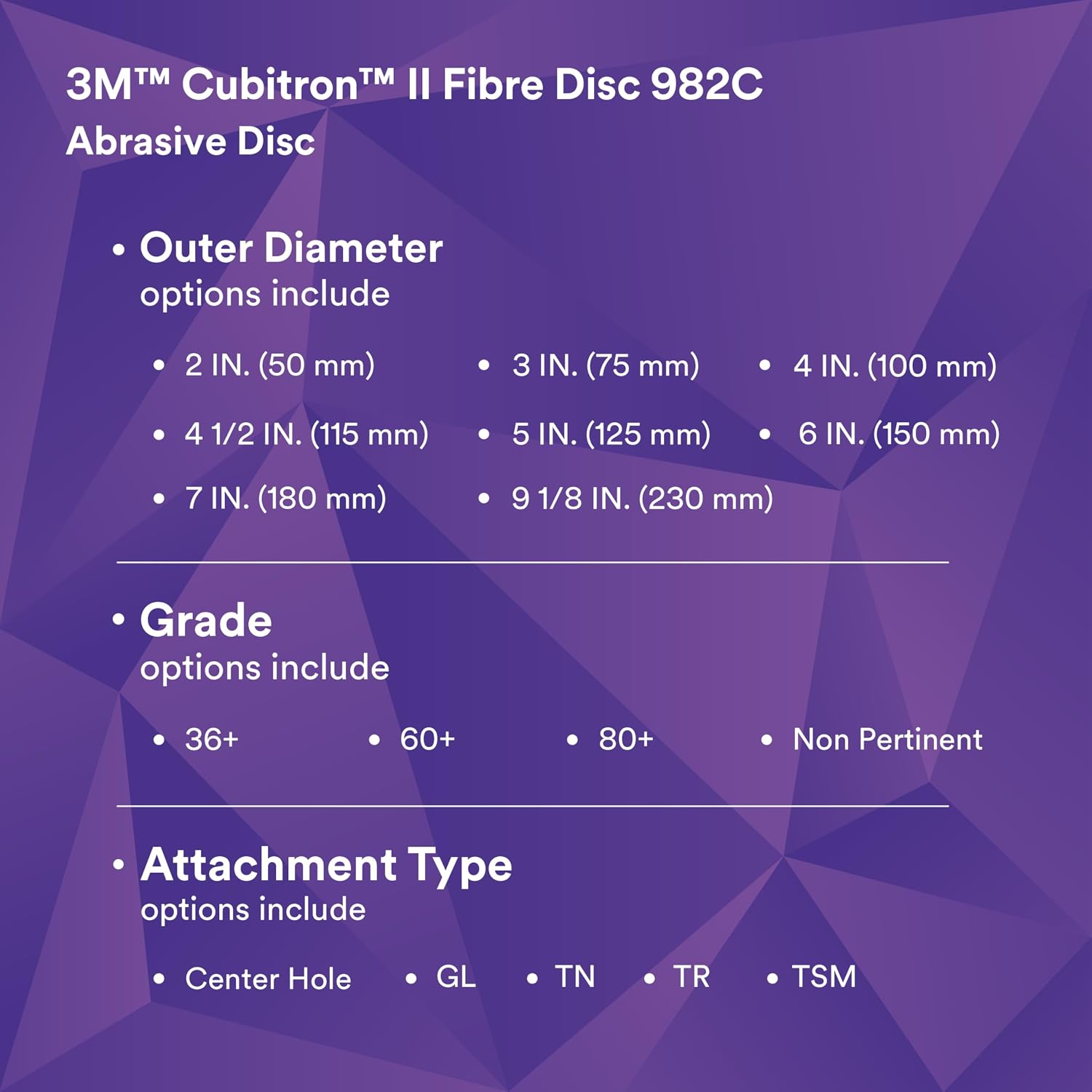 Cubitron II Fibre Disc 982C, Pack of 100, 5 in x 7/8 in, Center Hole, 36+ Grit Precision-Shaped Grain Abrasive Discs, for Heavy Grinding, Deburring, Beveling, Finishing, and Weld Removal