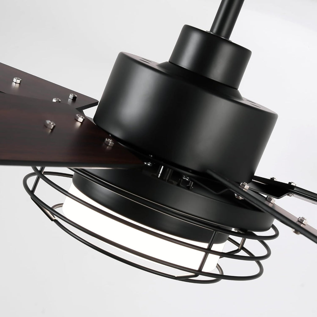 Ceiling Fans with Lights and Remote – Modern Low Profile Fandelier Ceiling Fan with Light for Bedroom & Outdoor Patio,Black 52 Inch DC Motor