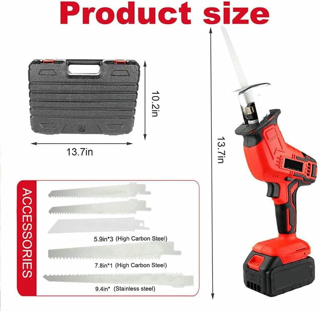 Electric Meat and Bone Saws, E-Commercial Home Butcher Saw, Storage Box, Cordless Reciprocating Saw for Cutting Meat/Bones/PVC/Branches