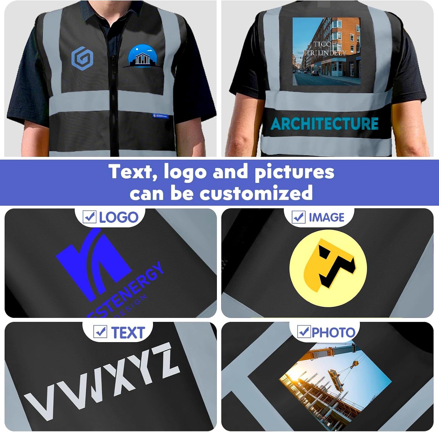BeautyWill Bulk Custom Logo Safety Vest High Visibility Reflective Work Vests