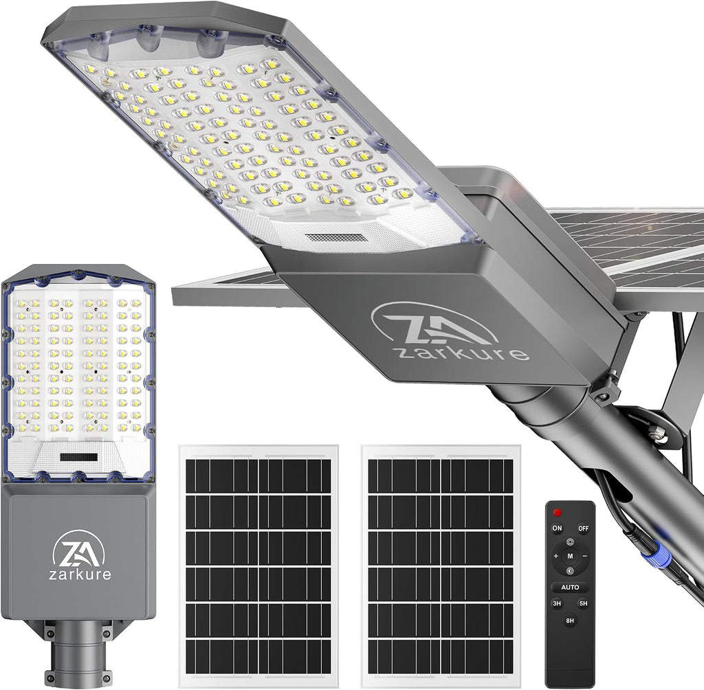 10800W Solar Street Lights Outdoor, 55000mAh IP67 Waterproof Solar Security Flood Lights 7000K 650000LM Super Bright LED Beads Commercial Parking Light with Remote Control for Street, Court, Barn