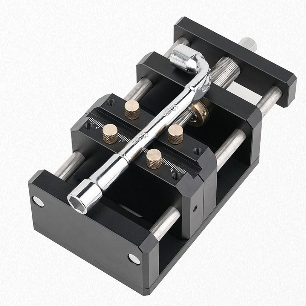 Diydeg Woodworking Bench Vise, Aluminum Alloy Woodworking Vise Woodworking Tools Center Hole Puncher Tool with Handle for Woodworking Projects